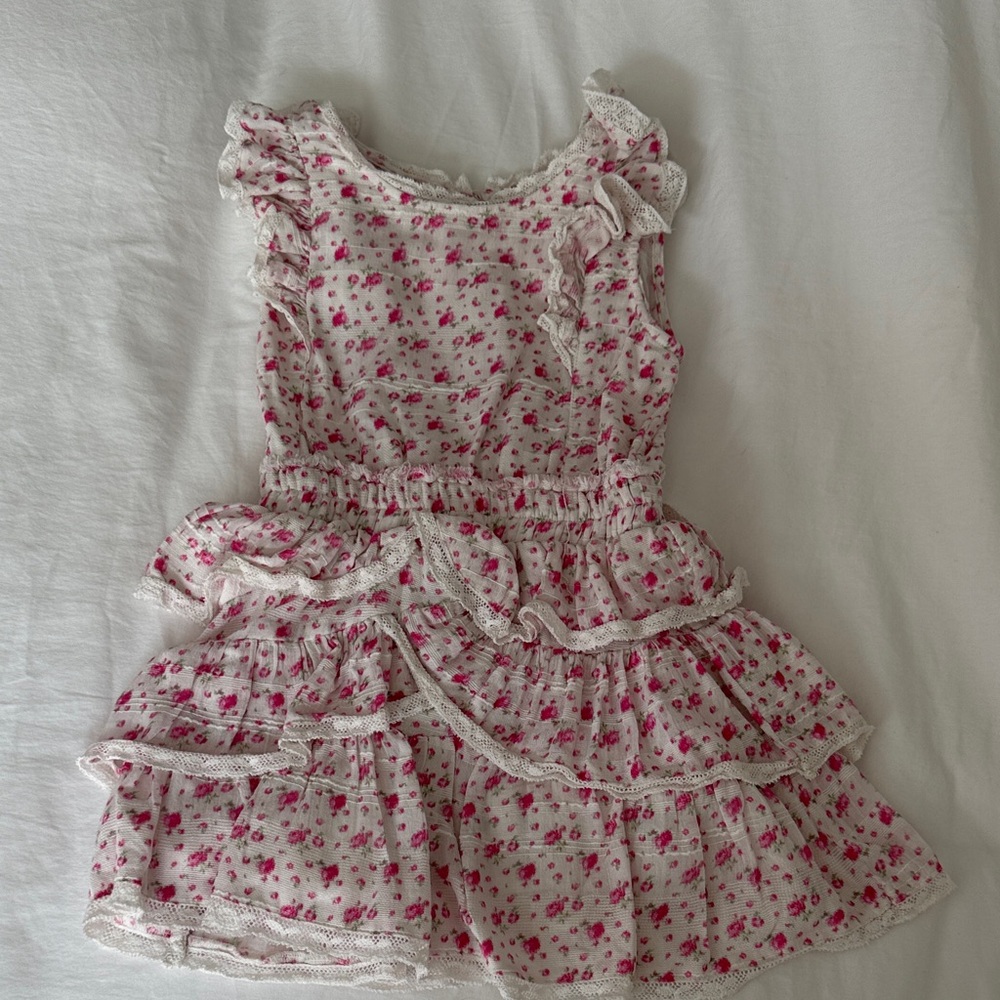 Loveshackfancy Charming Pink Floral Ruffle Dress for Kids